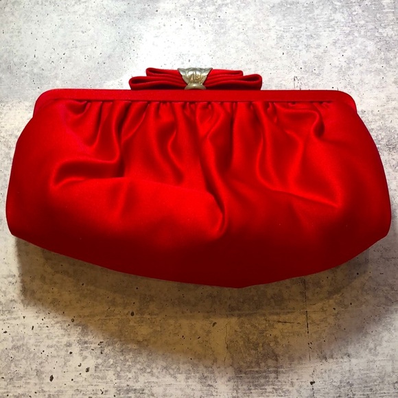 Kate Landry Handbags - 🎉HP! NEW! KATE LANDRY Red Satin Evening shoulder bag, wrist bag, clutch bag NWT